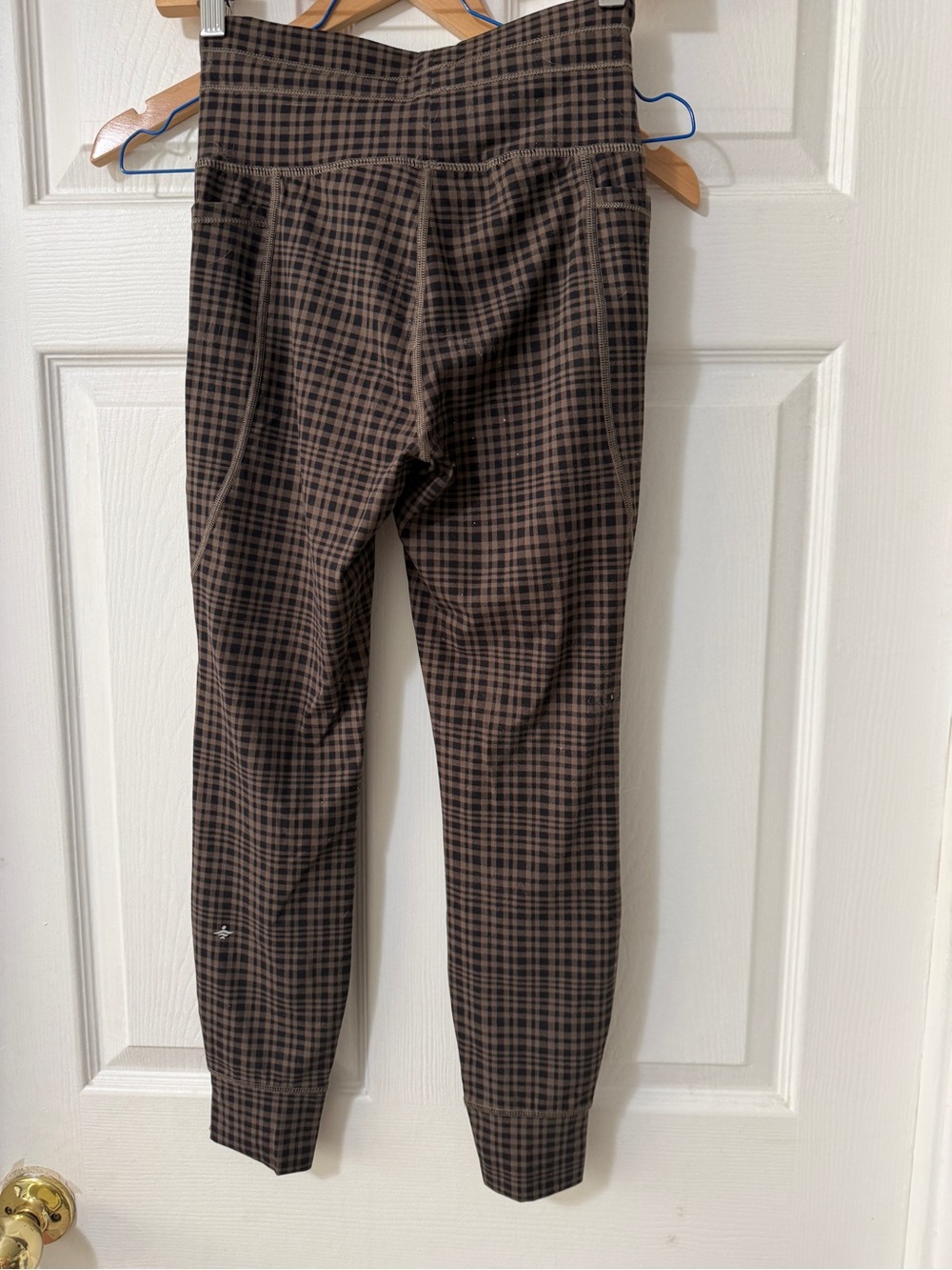 Halar Checkered Plaid Brown Active Joggers with High Waist size small - Picture 6 of 8